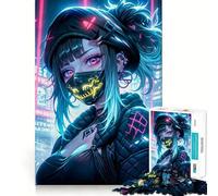 Rompecabezas de 1000 Piezas con temática de Chicas Adolescentes Estilo Cyberpunk neón Juguete para ejercitar la Mente Arte Relajante y Divertido Objeto de colección para armar (38x52cm)