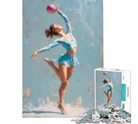 Rompecabezas de 1000 piezas con temática de gimnasia rítmica pelota arte y pintura Juego familiar que desafía la inteligencia cerebral Juguetes adictivos Gran regalo para juegos y cumpleaños (50x75cm)