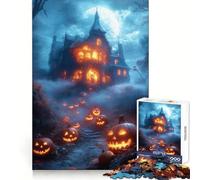 Rompecabezas de 1000 Piezas con temática de Halloween Casa tenebrosa con Calabazas talladas Juguete Mental para Adolescentes Alivio de la ansiedad Corte Premium Regalo Elegante 38x26cm