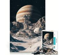 Rompecabezas de 1000 Piezas con temática de la Estación Espacial Internacional en la Luna de Júpiter para Adultos Juguete para la Mente, Juego Relajante, Bordes precisos, Regalo conmovedor 38x26cm