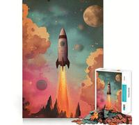 Rompecabezas de 1000 Piezas con temática de Lanzamiento de Cohetes Retro para Adultos y Adolescentes Recuerda armarlo Lentamente y disfrutarlo Arte de Corte preciso Coleccionable (38x52cm)