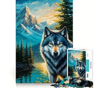 Rompecabezas de 1000 Piezas con temática de Lobo en un Paisaje de montaña para Adultos Divertido Juego de Memoria Requiere Corte Experto Actividad Relajante para Grupos en Interiores (38x26cm)