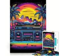Rompecabezas de 1000 Piezas con temática de música synthwave para Adolescentes Mejora la Memoria, Reduce el estrés, decoración de Pared con Bordes Ajustados (50x75cm)