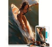 Rompecabezas de 1000 Piezas con temática de Surf para Adolescentes y Mujeres sexys Mejora la Memoria, relájate y Disfruta del Momento Bordes precisos ¡Un Regalo increíble! 38x52cm