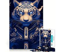 Rompecabezas de 1000 Piezas con temática de Tigre Blanco samurái para Adultos Juguete Que desafía la Mente Corte preciso alineación Actividad Divertida para Toda la Familia (38x52cm)