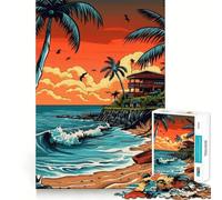 Rompecabezas de 1000 Piezas con temática veraniega Playera Retro para Adolescentes Juguete Mental para aliviar el estrés Corte Premium (38x52cm)