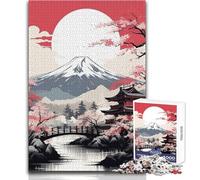 Rompecabezas de 1000 Piezas con Tinta de templos japoneses para Adolescentes Juego Divertido de Aprendizaje Consciente Celebraciones alegres Tamaño 50x75cm