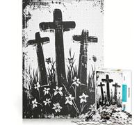 Rompecabezas de 1000 Piezas con Tres Cruces Juguetes para armar Actividades Familiares con Piezas de Formas aleatorias Que encajan Perfectamente 38x52cm
