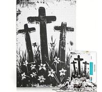 Rompecabezas de 1000 Piezas con Tres Cruces Juguetes para armar Actividades Familiares con Piezas de Formas aleatorias Que encajan Perfectamente 50x75cm