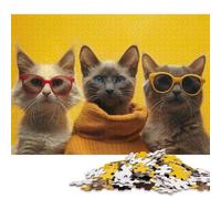 Rompecabezas de 1000 Piezas con Tres Gatos y Animales Divertidos. Juego Educativo de Madera. Juguete de desafío 1000 Piezas (75x50cm)