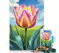 Rompecabezas de 1000 Piezas con Tulipanes Rosas y Amarillos en Flor para Adolescentes Juego de ingenio y relajación (38x26cm)