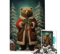 Rompecabezas de 1000 Piezas con un Adorable Oso navideño y Papá Noel Un Juego práctico y Divertido para Cultivar la Paciencia Regalos artísticos para la decoración del hogar tamaño 38x26cm
