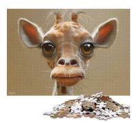 Rompecabezas de 1000 Piezas con un Adorable Retrato de Jirafa. Rompecabezas Cuadrado Creativo para Adultos. Juego de Rompecabezas de Papel desafiante. 38 x 26 cm / 1000 Piezas