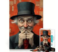 Rompecabezas de 1000 Piezas con un Caballero Sonriente en el baño y Sombrero de Copa Regalos para Adultos Juguete para desarrollar la Mente Diseño Divertido y silencioso 38x26cm