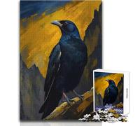 Rompecabezas de 1000 Piezas con un Cuervo posado sobre una montaña como telón de Fondo para Adolescentes Juego Educativo de concentración Mental Idea conmovedora Tamaño 38x26cm