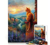 Rompecabezas de 1000 Piezas con un Gato contemplando un Paisaje Toscano Un desafío Mental Un pasatiempo Tranquilo Ajuste Perfecto Regalo Ideal (50x75cm)