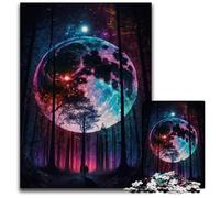 Rompecabezas de 1000 Piezas con un Hermoso Bosque y Luna Llena Padres, Parejas y Amigos. Edad Recomendada: 14+. 26x38cm/10,23x14,96 Pulgadas.