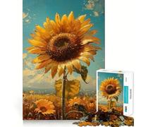 Rompecabezas de 1000 Piezas con un Hermoso Girasol Dorado,decoración práctica y Divertida para la Mente,Ideal para Jugar en un Ambiente Acogedor y Disfrutar de la Navidad (50x75cm)