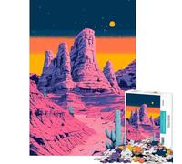 Rompecabezas de 1000 Piezas con un Hermoso Paisaje Minimalista de Atardecer en el Desierto Estilo Retro y sintético Ideal para Juegos educativos desafíos mentales y como Regalo Decorativo