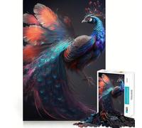 Rompecabezas de 1000 Piezas con un Hermoso Pavo Real,Bordes, Juego Inteligente,desafío,diversión,Juego Lento,diversión,Regalo de cumpleaños (50x75cm)