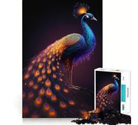 Rompecabezas de 1000 Piezas con un Hermoso Pavo Real,Corte preciso,Juego de lógica,Juego Relajante, (38x26cm)