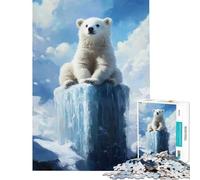 Rompecabezas de 1000 Piezas con un Lindo Oso Polar sobre un Iceberg Juegos relajantes Juguetes adictivos para Cultivar la Paciencia Excelentes Regalos y Juguetes para cumpleaños (tamaño 50x75cm)