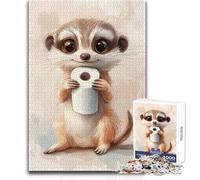 Rompecabezas de 1000 Piezas con un Lindo Suricato sosteniendo un Rollo de Papel higiénico para Adolescentes,Juego de Aprendizaje de Pensamiento estratégico,Regalo Ideal para Cualquier Evento, 50x75cm