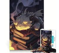 Rompecabezas de 1000 Piezas con un pequeño dragón durmiendo sobre Libros, Ideal para Adolescentes Juguete de lógica Clara, fácil de Usar Tiempo Libre Regalo de cumpleaños 38x26cm