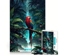 Rompecabezas de 1000 Piezas con un Vibrante Loro en una exuberante Jungla Juego de concentración Mental Corte de precisión Bordes Suaves Regalo Ideal para Rellenar Calcetines navideños (38x52cm)