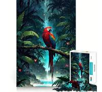 Rompecabezas de 1000 Piezas con un Vibrante Loro en una exuberante Jungla para Adultos Juego para ejercitar la Mente Encaje Huecos Actividad Relajante para desconectar (50x75cm)