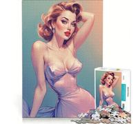 Rompecabezas de 1000 Piezas con una Adolescente Rubia en Pose Vintage, Juegos educativos, Entrena tu Cerebro y Tus Manos, colección de Artistas, Bellas Artes 38x52cm