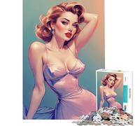 Rompecabezas de 1000 Piezas con una Adolescente Rubia Estilo Pin-up Vintage Juego Educativo y desafiante Juguete Ideal para la diversión Familiar Un Regalo estupendo (tamaño 38x26cm)