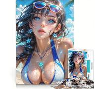 Rompecabezas de 1000 Piezas con una Chica Anime Sexy en la Playa Ideal para Relajarse interactuar con los Padres o la Familia y Regalar a Amigos y Familiares 50x75cm