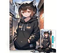 Rompecabezas de 1000 Piezas con una Hermosa Chica Anime,Bordes Suaves,Ideal para desarrollar la Mente,divertirse y Pasar un rato Agradable cumpleaños y como pasatiempo (38x26cm)