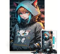 Rompecabezas de 1000 Piezas con una Hermosa Chica Anime,Corte Exacto,Juego de lógica,Juego Relajante, (38x52cm)