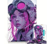 Rompecabezas de 1000 Piezas con una Hermosa Chica Cyberpunk,Bordes Lisos,Ideal para desarrollar la Mente,divertirse y Pasar un rato Agradable cumpleaños y para Aficionados 38x52cm