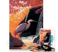 Rompecabezas de 1000 Piezas con una Hermosa Garza,Corte preciso,Arte Creativo,Juego fácil de Usar,decoración navideña (50x75cm)