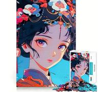 Rompecabezas de 1000 Piezas con una Hermosa Geisha Estilo Anime,Corte Exacto,Juego de lógica,Juego Relajante, (38x26cm)