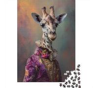 Rompecabezas de 1000 Piezas con una Linda Jirafa Hembra. Rompecabezas Cuadrado para Adultos y niños. Juego de Rompecabezas de Madera de 1000 Piezas (75x50cm).