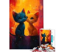 Rompecabezas de 1000 Piezas con una Linda Pareja de Gatos Rompecabezas de 1000 Piezas para decoración del hogar Divertido y entretenido Juego de ingenio para Toda la Familia (38x26cm)
