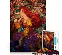 Rompecabezas de 1000 Piezas con una Mujer Pelirroja en un Entorno Floral para Adolescentes Juguete para ejercitar la Mente, relajación Mental, Arte para armar, (50x75cm)