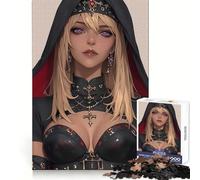 Rompecabezas de 1000 Piezas con una Mujer Rubia Vestida con un Atuendo Negro con Capucha,Ideal para Adultos,Practicar el razonamiento,Disfrutar en Silencio y con Bordes Regalo