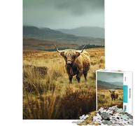 Rompecabezas de 1000 Piezas con Vacas majestuosas en los páramos Juegos relajantes Juguetes adictivos para Cultivar la Paciencia Excelentes Regalos y Juguetes para cumpleaños (tamaño 38x52cm)