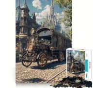 Rompecabezas de 1000 Piezas con vehículo Steampunk en un Paisaje Urbano ornamentado para Adolescentes Juego Inteligente para fomentar la convivencia y Crear una Obra de Arte 50x75cm