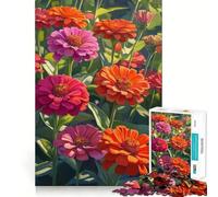 Rompecabezas de 1000 Piezas con Vibrantes Flores de Zinnia para Adolescentes Diversión para estimular la Mente Manualidad de Corte de Alta precisión Actividad Relajante para desconectar (50x75cm)