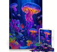 Rompecabezas de 1000 Piezas con Vibrantes Medusas y arrecifes de Coral para Adultos Estimula la Mente, relaja y es Muy Divertido Ajuste preciso (38x26cm)