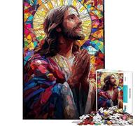 Rompecabezas de 1000 Piezas con vidrieras de Jesús para Adolescentes Difícil Cada Pieza es única Juguetes educativos Juegos 38x26cm