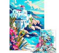 Rompecabezas de 1000 Piezas con Vista a Grecia Ideal para Viajar Jugar en Familia desafiar la Inteligencia y Crear Juguetes adictivos cumpleaños (tamaño 38x26cm)