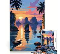 Rompecabezas de 1000 Piezas con Vista a la bahía de Phang NGA para Adolescentes, Juguete de Tren lógico, Ligero y Relajante, de Corte Suave, decoración de Pared (38x26cm)