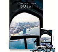 Rompecabezas de 1000 Piezas con Vista a la Ciudad de Dubái,diseño Impecable,Arte,Juego Mental,Regalo,Tiempo de Descanso,decoración navideña para la Pared 38x52cm